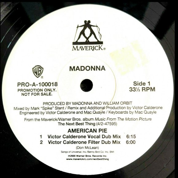 MADONNA ~ AMERICAN PIE Mixes 12" PROMO RECORD 2000 USA Ed. 22Yrs! RARE VINTAGE - Picture 2 of 4